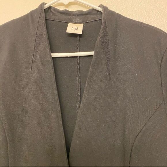 CAbi 3026 Turner Black Ponte knit Collarless one button Blazer jacket Size 6 - Picture 13 of 13